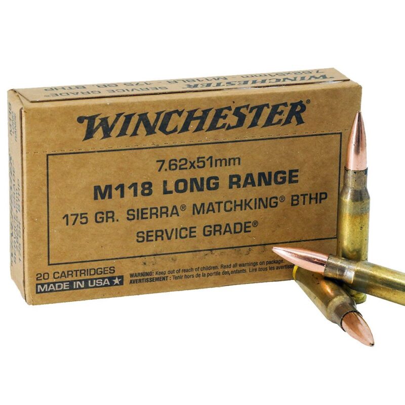 WINCHESTER M118 LONGUE PORTÉE 7.62X51 175GR BTHP - 20ÈME BOITE